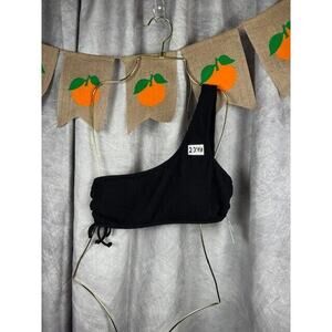 Salt + Cove Womens Textured One Shoulder Bikini Swim top Juniors Black XL